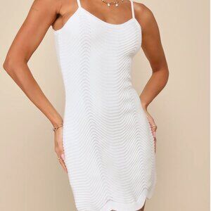 Lulus Mesmerizing Appeal White Pointelle Bodycon Sweater Dress - Size XS